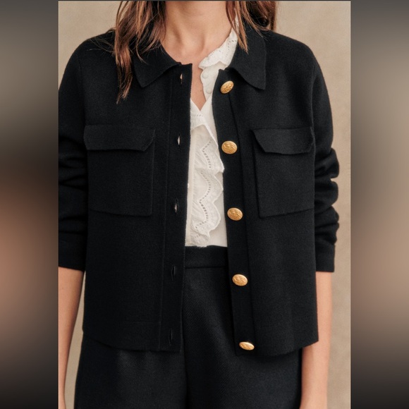 Sezane Betty Cardigan - Black/Gold - Size Small - Picture 3 of 6